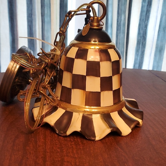 MacKenzie-Childs Black and White Checkered Pendant Light - Picture 4 of 9